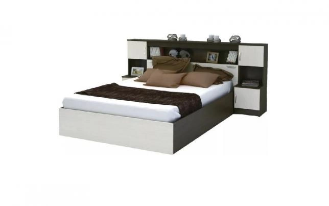 Бася - Кровать 160 с прикроватным блоком Венге/анкор